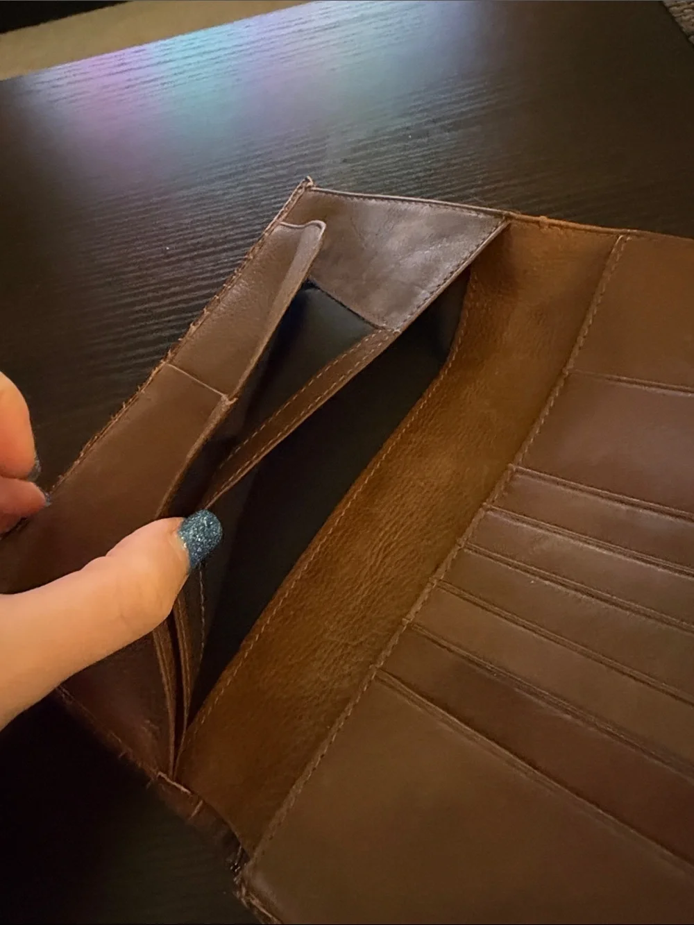 vintage-style faux crocodile embossed organizer wallet/